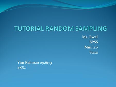 Ms. Excel SPSS Minitab Stata Yim Rahman 09.6173 2KS2.