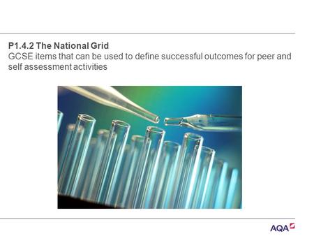 P1.4.2 The National Grid GCSE items that can be used to define successful outcomes for peer and self assessment activities.