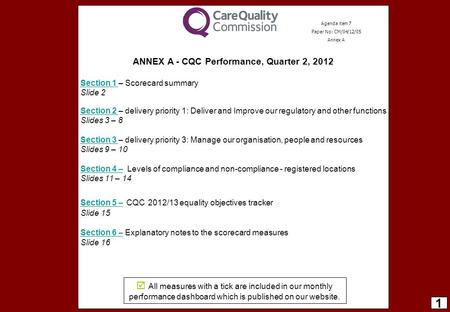 ANNEX A - CQC Performance, Quarter 2, 2012