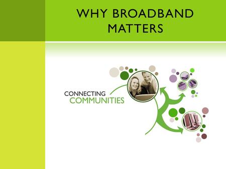 WHY BROADBAND MATTERS. BROADBAND DIFFUSION AND ADOPTION International National State Rural.