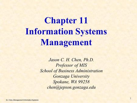 Chapter 11 Information Systems Management