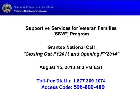 Supportive Services for Veteran Families (SSVF) Program