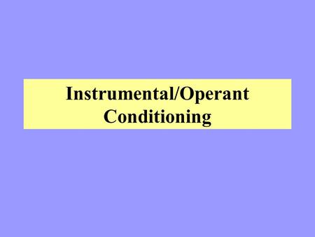 Instrumental/Operant Conditioning