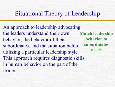 Situational Theory of Leadership