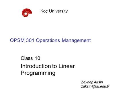 OPSM 301 Operations Management