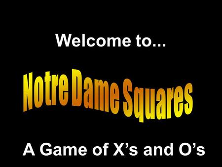 Welcome to... A Game of X’s and O’s. Adapted from a Presentation.