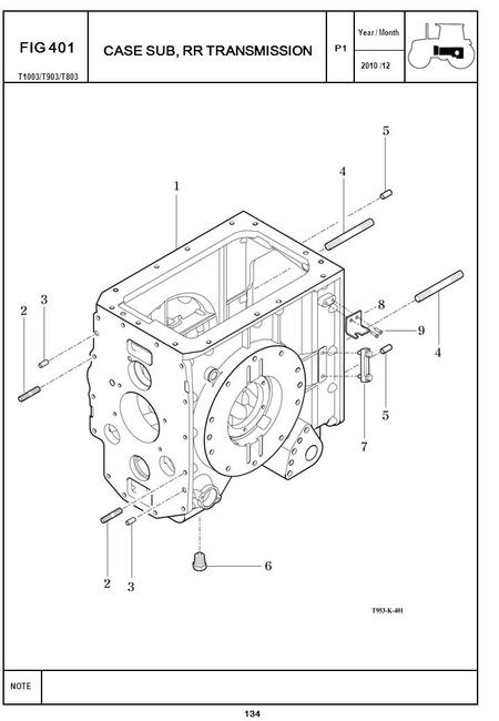 2010 /12 NOTE Year / Month P1 FIG 401 134 CASE SUB, RR TRANSMISSION T1003/T903/T803.