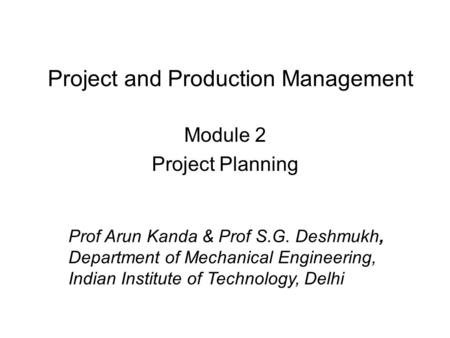 Project and Production Management