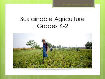 Sustainable Agriculture Grades K-2 Richland Community College, 2013 1 1.