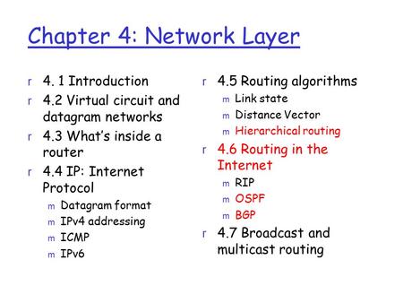 Chapter 4: Network Layer