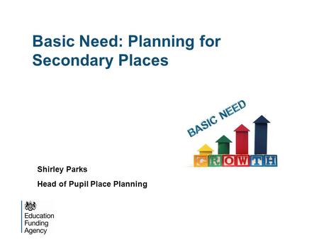 Basic Need: Planning for Secondary Places Shirley Parks Head of Pupil Place Planning.