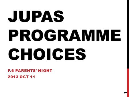 JUPAS PROGRAMME CHOICES