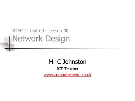 Mr C Johnston ICT Teacher