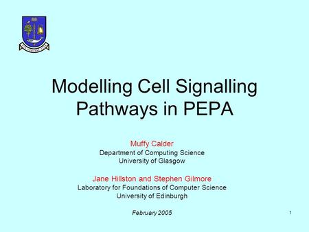 Modelling Cell Signalling Pathways in PEPA