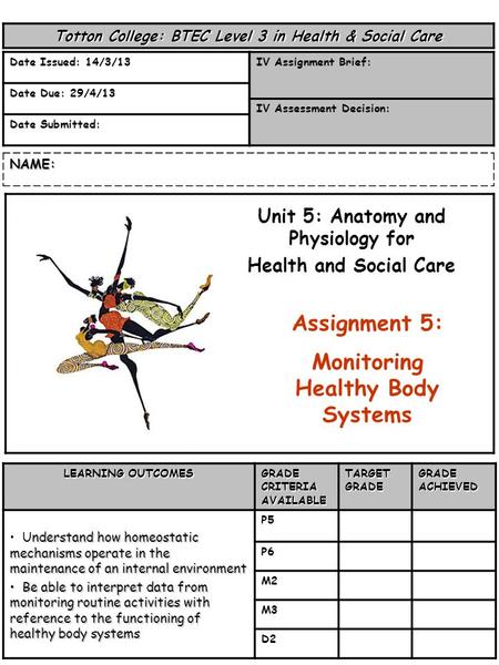 Assignment 5: Monitoring Healthy Body Systems