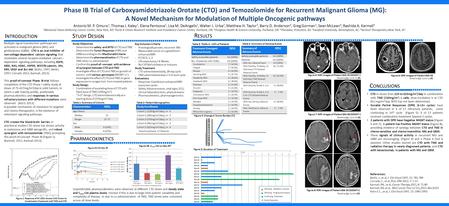 Phase IB Trial of Carboxyamidotriazole Orotate (CTO) and Temozolomide for Recurrent Malignant Glioma (MG): A Novel Mechanism for Modulation of Multiple.