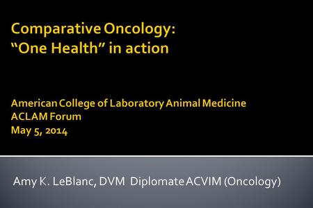 Amy K. LeBlanc, DVM Diplomate ACVIM (Oncology)