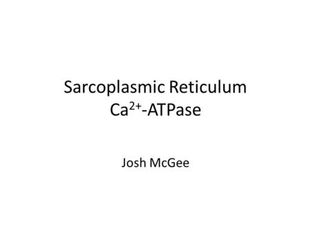 Sarcoplasmic Reticulum Ca 2+ -ATPase Josh McGee. Introduction Ca2+-ATPase is grouped into a large family of ATP dependent ion pumps known as P-type ATPases.