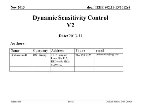 Dynamic Sensitivity Control V2