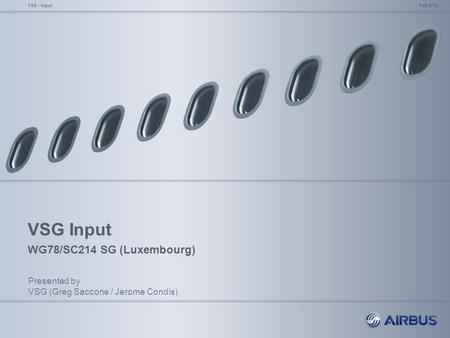 VSG Input WG78/SC214 SG (Luxembourg) Feb 2012VSG - Input Presented by VSG (Greg Saccone / Jerome Condis)