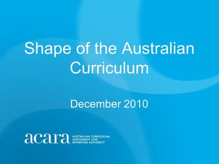 The Australian Curriculum