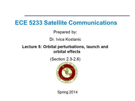 ECE 5233 Satellite Communications