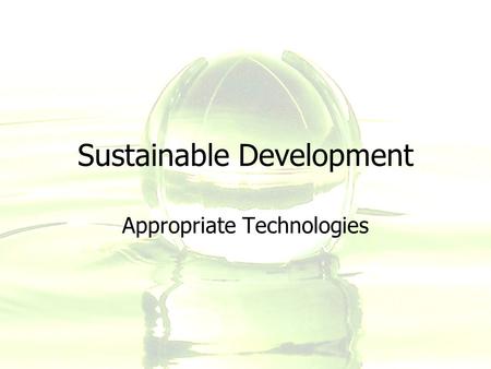 Sustainable Development