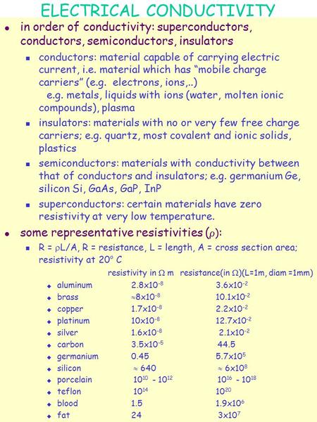 ELECTRICAL CONDUCTIVITY