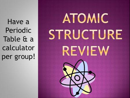 Have a Periodic Table & a calculator per group!.  The mass number.