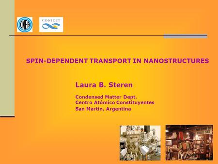 SPIN-DEPENDENT TRANSPORT IN NANOSTRUCTURES Laura B. Steren Condensed Matter Dept. Centro Atómico Constituyentes San Martin, Argentina.