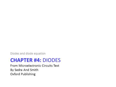 Diodes and diode equation