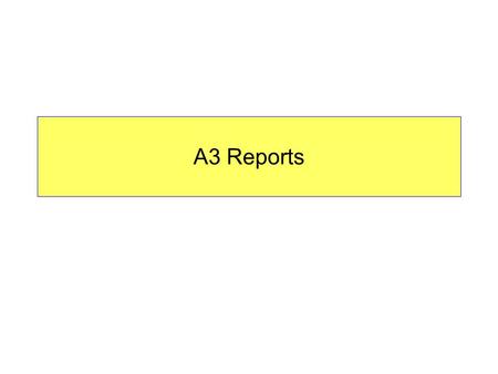 A3 Reports. Aims & Objectives Target Audience : Anyone who has to write a report or proposal Purpose of Module : To confirm understanding and benefits.