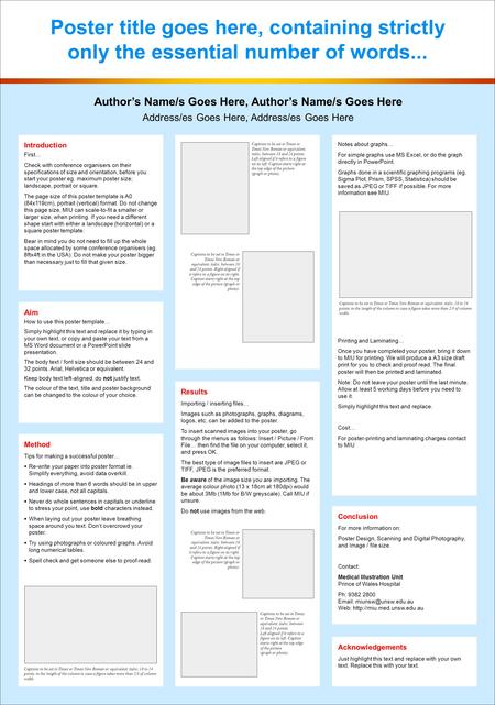 Poster title goes here, containing strictly only the essential number of words... Introduction First… Check with conference organisers on their specifications.