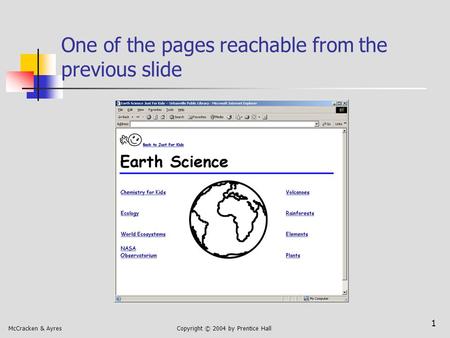 McCracken & AyresCopyright © 2004 by Prentice Hall One of the pages reachable from the previous slide 1.