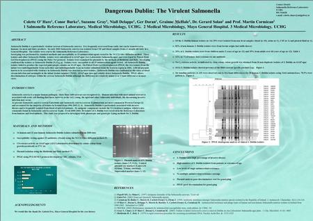 Dangerous Dublin: The Virulent Salmonella Colette O’ Hare 1, Conor Burke 2, Suzanne Gray 3, Niall Delappe 1, Ger Doran 1, Grainne McHale 2, Dr. Gerard.