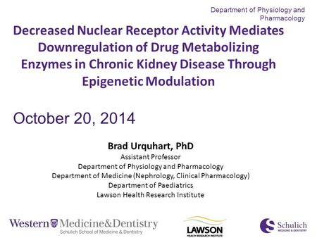 Decreased Nuclear Receptor Activity Mediates Downregulation of Drug Metabolizing Enzymes in Chronic Kidney Disease Through Epigenetic Modulation October.