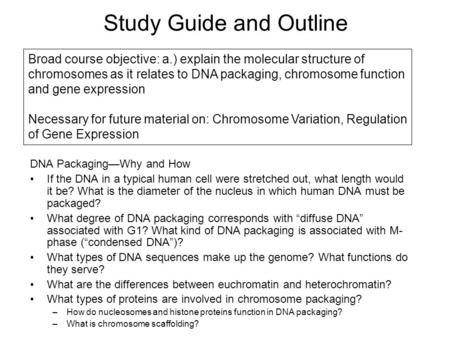 Study Guide and Outline