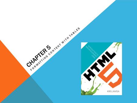 CHAPTER 5 FORMATTING CONTENT WITH TABLES. LEARNING OBJECTIVES How to use the tag to create a table within a webpage How to use HTML tags to format content.