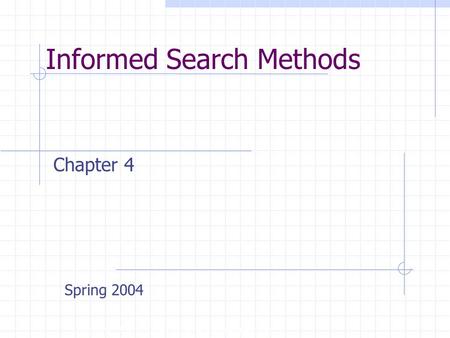 Informed Search Methods Copyright, 1996 © Dale Carnegie & Associates, Inc. Chapter 4 Spring 2004.