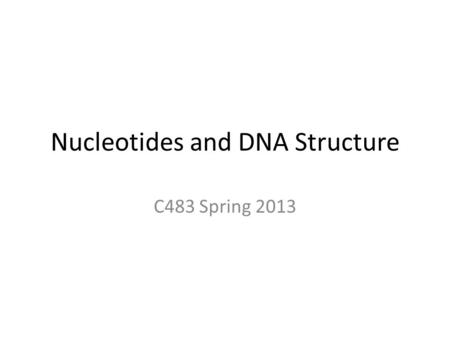 Nucleotides and DNA Structure