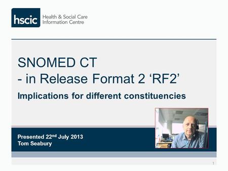 SNOMED CT - in Release Format 2 ‘RF2’