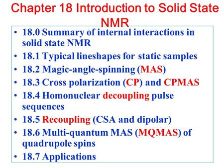 Chapter 18 Introduction to Solid State NMR