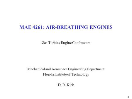 MAE 4261: AIR-BREATHING ENGINES