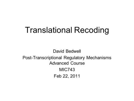 Translational Recoding