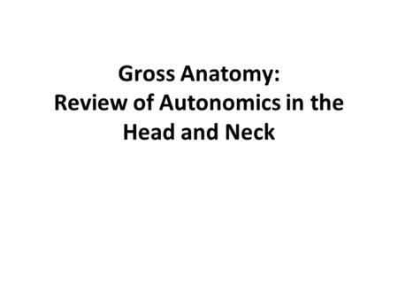 Gross Anatomy: Review of Autonomics in the Head and Neck