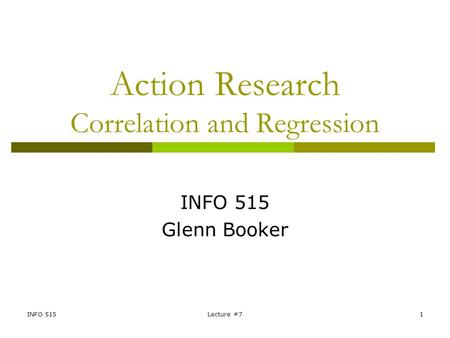 Action Research Correlation and Regression