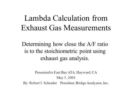 Lambda Calculation from Exhaust Gas Measurements