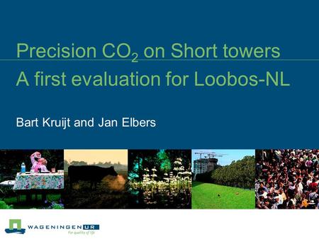 Precision CO 2 on Short towers A first evaluation for Loobos-NL Bart Kruijt and Jan Elbers.