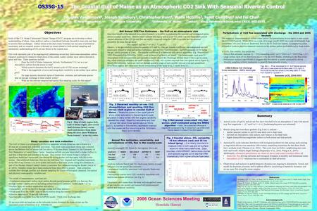 OS35G-15 The Coastal Gulf of Maine as an Atmospheric CO2 Sink With Seasonal Riverine Control Douglas Vandemark 1, Joseph Salisbury 1, Christopher Hunt.