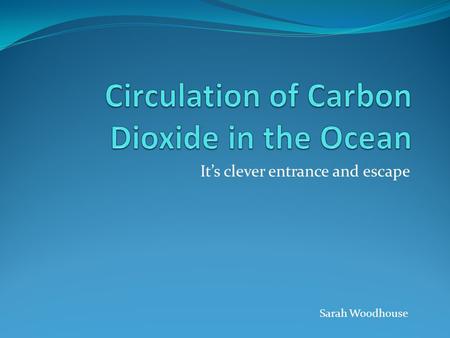 It’s clever entrance and escape Sarah Woodhouse. The Carbon Cycle.